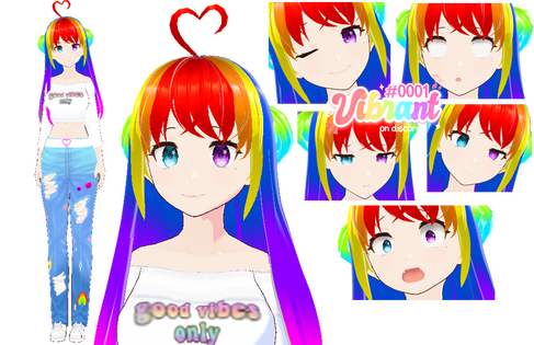 vibe 3d vtuber model ref sheet (credit to me)